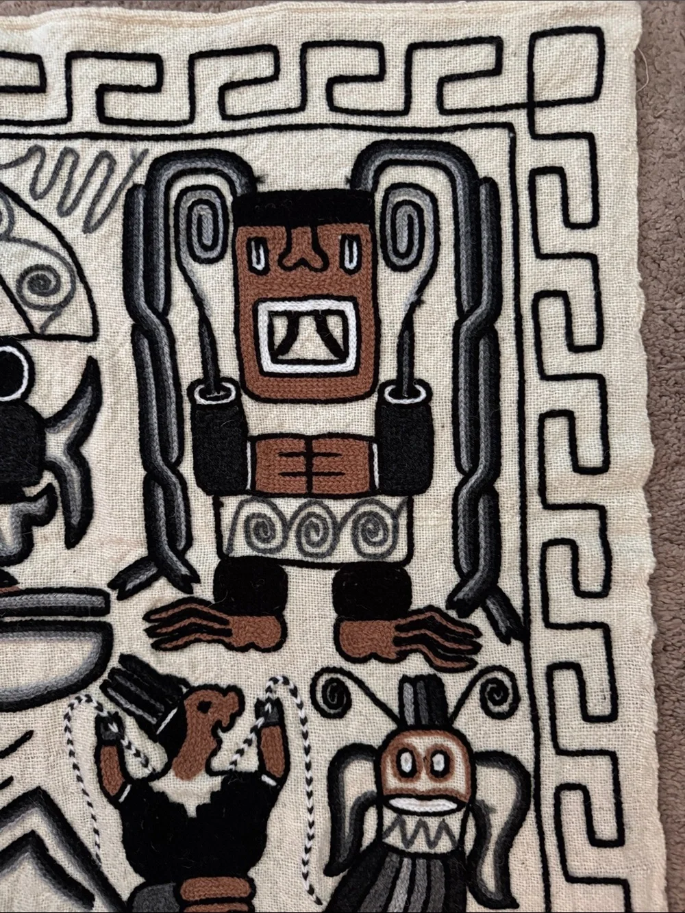 Embroidered Aztec Mayan Inca Hand Woven Tapestry